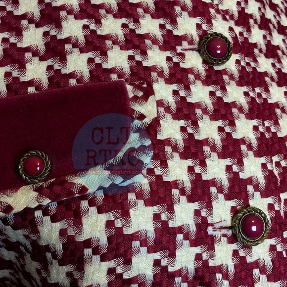 80s vtg Houndstooth Plaid Skirt Suit - Picture 6 of 10